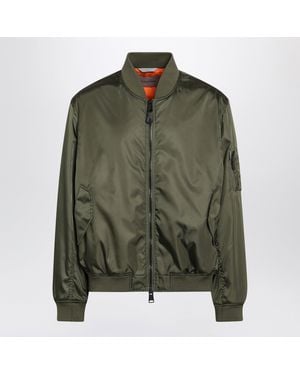 Balenciaga Khaki Nylon Zip-Up Jacket - Green