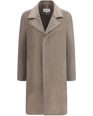 Loewe Single-Breasted Brushed Cotton-Blend Fustian Coat - Gray