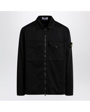 Stone Island Cotton Zip-Up Jacket - Black