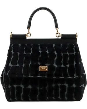 Dolce & Gabbana Dolce & Gabbana Leopard-Print Sicily Shoulder Bag - Black