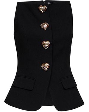 Self-Portrait Self Portrait Wool Crêpe Top - Black