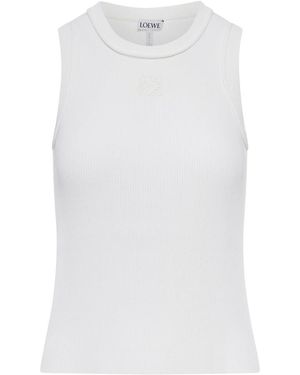 Loewe Ribbed Top With Anagram Embroidery - White