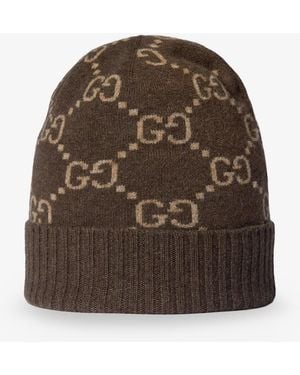 Gucci Gg Cashmere Hat - Brown