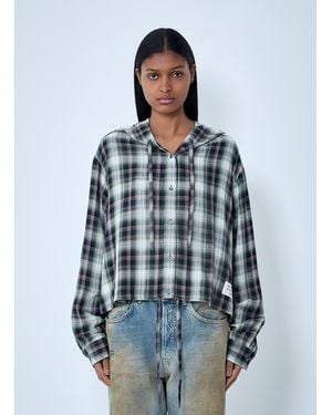 Acne Studios Hooded Check Shirt - Blue
