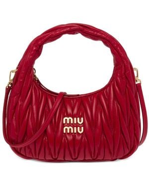 Miu Miu Wander Small Leather Hobo Bag - Red