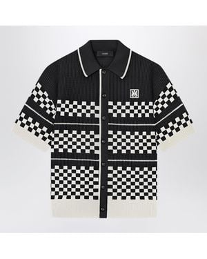 Amiri Checkered Mesh Sweater With Logo Embroidery - Black