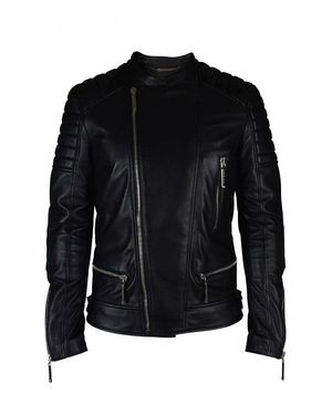 Philipp Plein Quilted Leather Biker Jacket - Black