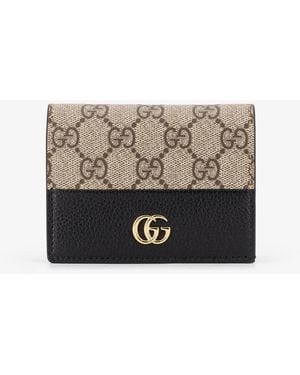 Gucci Mini Wallet Leather And Gg Supreme Fabric Card Holder - White