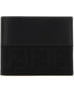 Fendi Jacquard And Leather Ff Wallet - Black