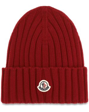 Moncler Wool Beanie With Logo - Red