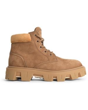 Moncler 'Peak City' Suede And Khaki Nubuck Ankle Boots - White