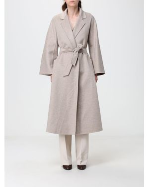Max Mara Long 100% Cashmere Robe Coat With Belt - Gray