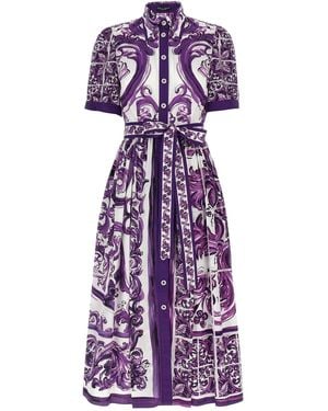 Dolce & Gabbana 'Maiolica' Print Chemisier Dress - Purple