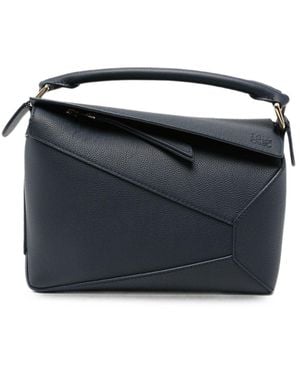 Loewe Puzzle Edge Small Leather Handbag - Black