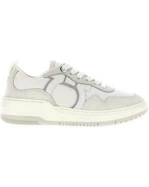 Ferragamo Gancini Leather Sneakers - White