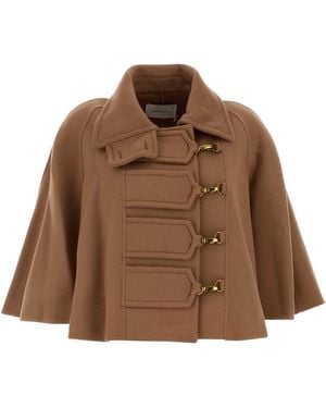 Zimmermann Peach Wool Blend Hypnotic Cape - Brown