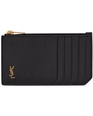 Saint Laurent Fragments Tiny Cassandre Zipped Card Holder - Black
