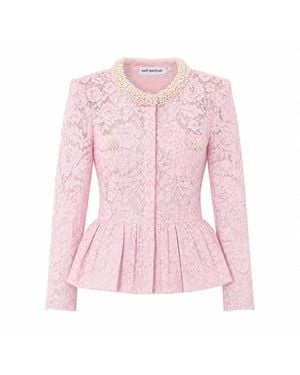 Self-Portrait Self Portrait Lace Long Sleeves Top - Pink