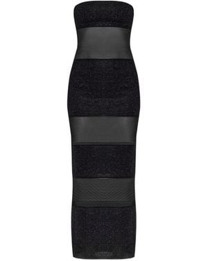 Oséree Lumiere Stripes Long Dress - Black
