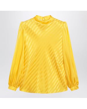 Valentino Vlogo Bright Narciso Jacquard Silk Top - Yellow