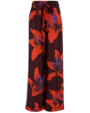 McQueen Floral Print Pants - Red