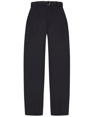 Sacai Wide-Leg Wool-Blend Pants With A Belt - Blue