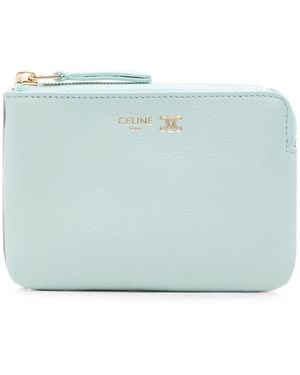 Celine Triomphe Stamp Leather Coin Purse - Blue