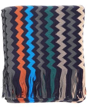 Missoni Scarf With Zig Zag Motif - Blue