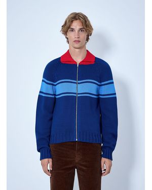 Marni Zip-Up Knit Cardigan - Blue