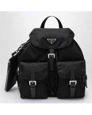 Prada Re-nylon And Saffiano Backpack With Pouch - Black
