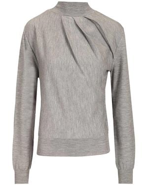 Givenchy Draped Wool Blend Turtleneck Sweater - Gray