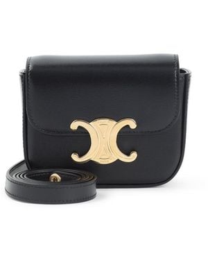 Celine Triomphe Mini Claude Shoulder Bag - Black