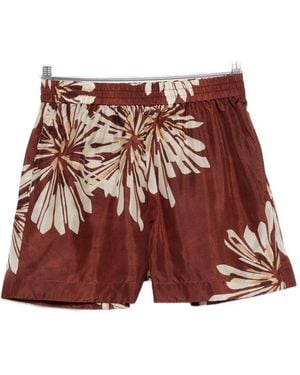 Brunello Cucinelli Printed Silk Shorts - Red