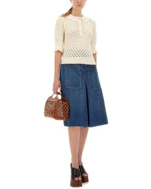Chloé Chloã Denim Knee-Length Skirt - Blue
