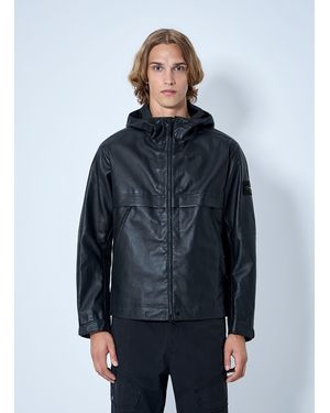 Stone Island Hooded Leather Jacket - Blue