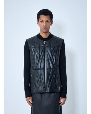 Moncler Rick Owens Geocamo Flight Leather Hooded Gilet - Blue