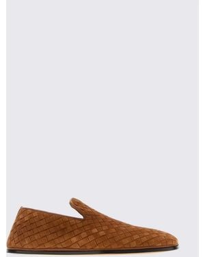Bottega Veneta Palazzo Intrecciato Suede Loafers - Brown