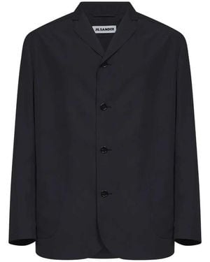 Jil Sander Single-Breasted Boxy Jacket - Blue