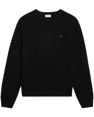Celine Fine Wool Sweater With Triomphe Embroidery - Black