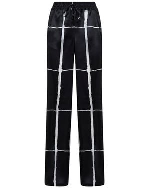 Kiton And Printed Silk Drawstring Pants - Black