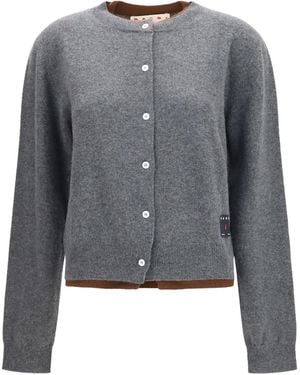Marni Layered Effect Cashmere Cardigan - Gray