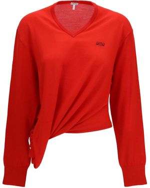 Loewe Wool Sweater With Logo - Red