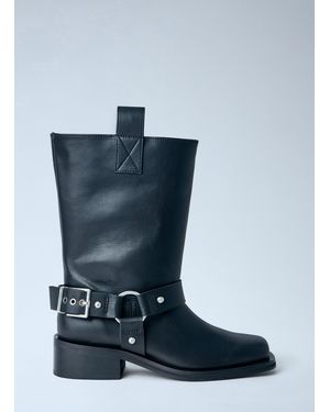 Ganni Mid Shaft Biker Boots - Blue