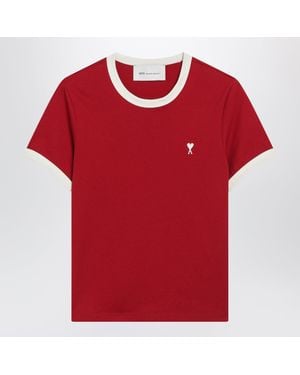 Ami Paris Ami De Cœur Ruby Cotton T-Shirt - Red