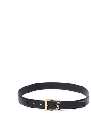 Saint Laurent 'Cassandre' Belt With Square Buckle - White