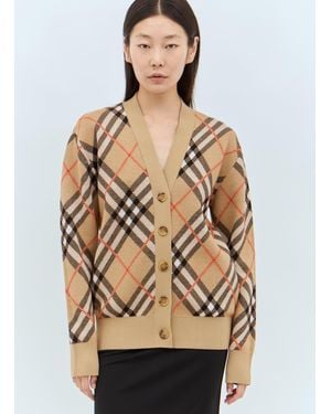Burberry Check Wool-Blend Cardigan - Natural