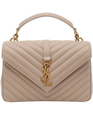 Saint Laurent Medium College Satchel Bag - Natural