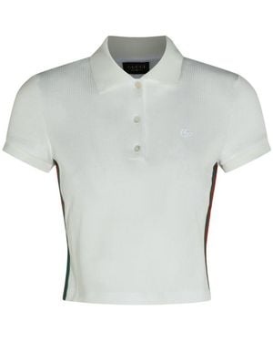 Gucci Web Detail Cotton Polo Shirt - Gray