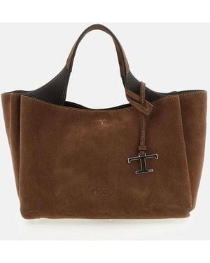 Tod's Apa 2 Handles Mini Suede Bag - Brown