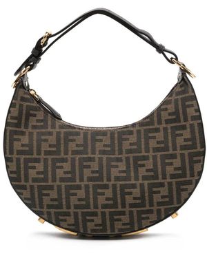 Fendi Chic Cotton Shoulder Hobo Handbag - Gray
